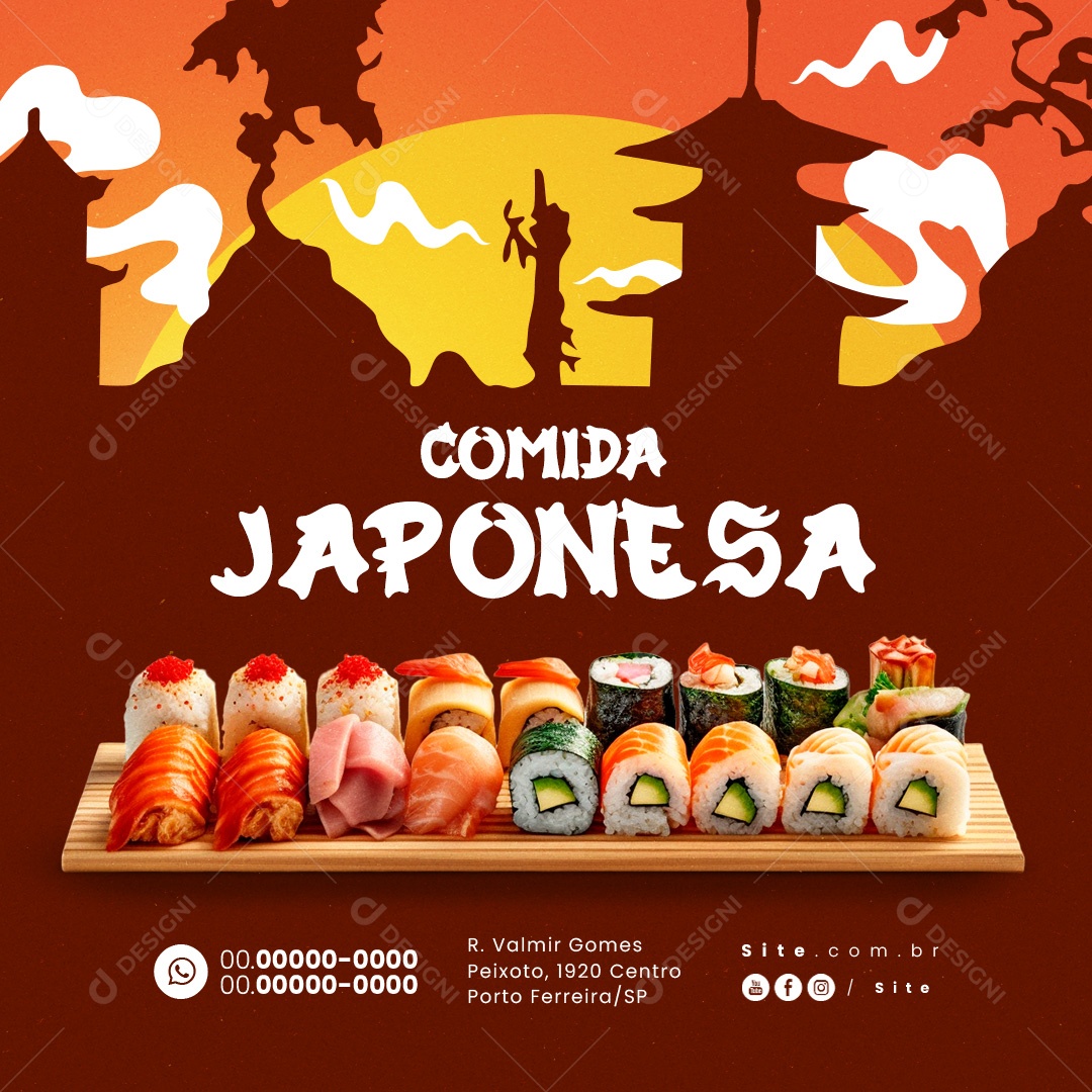 Comida Japonesa Social Media PSD Editável