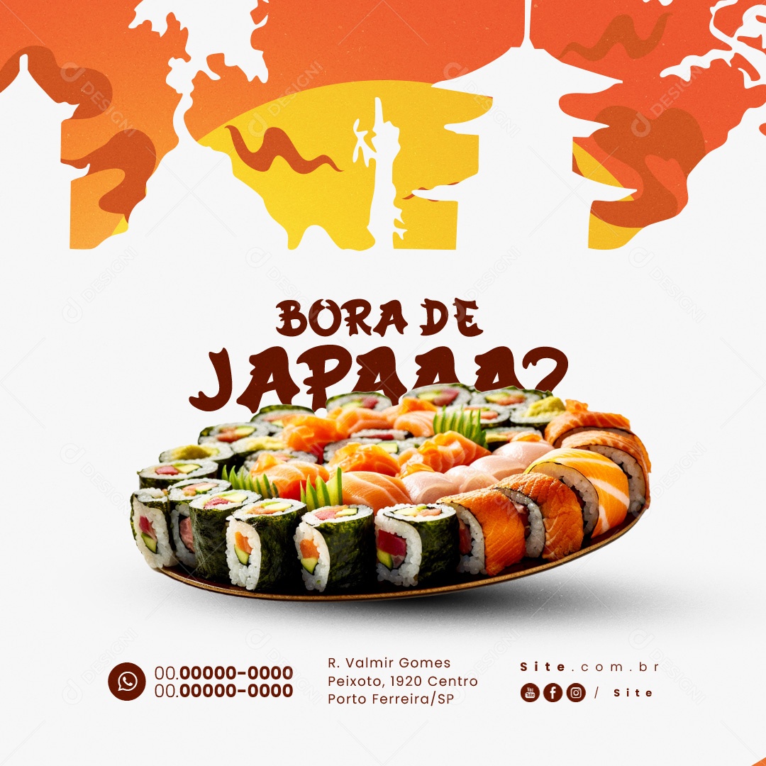 Comida Japonesa Bora De Japaaa Social Media PSD Editável