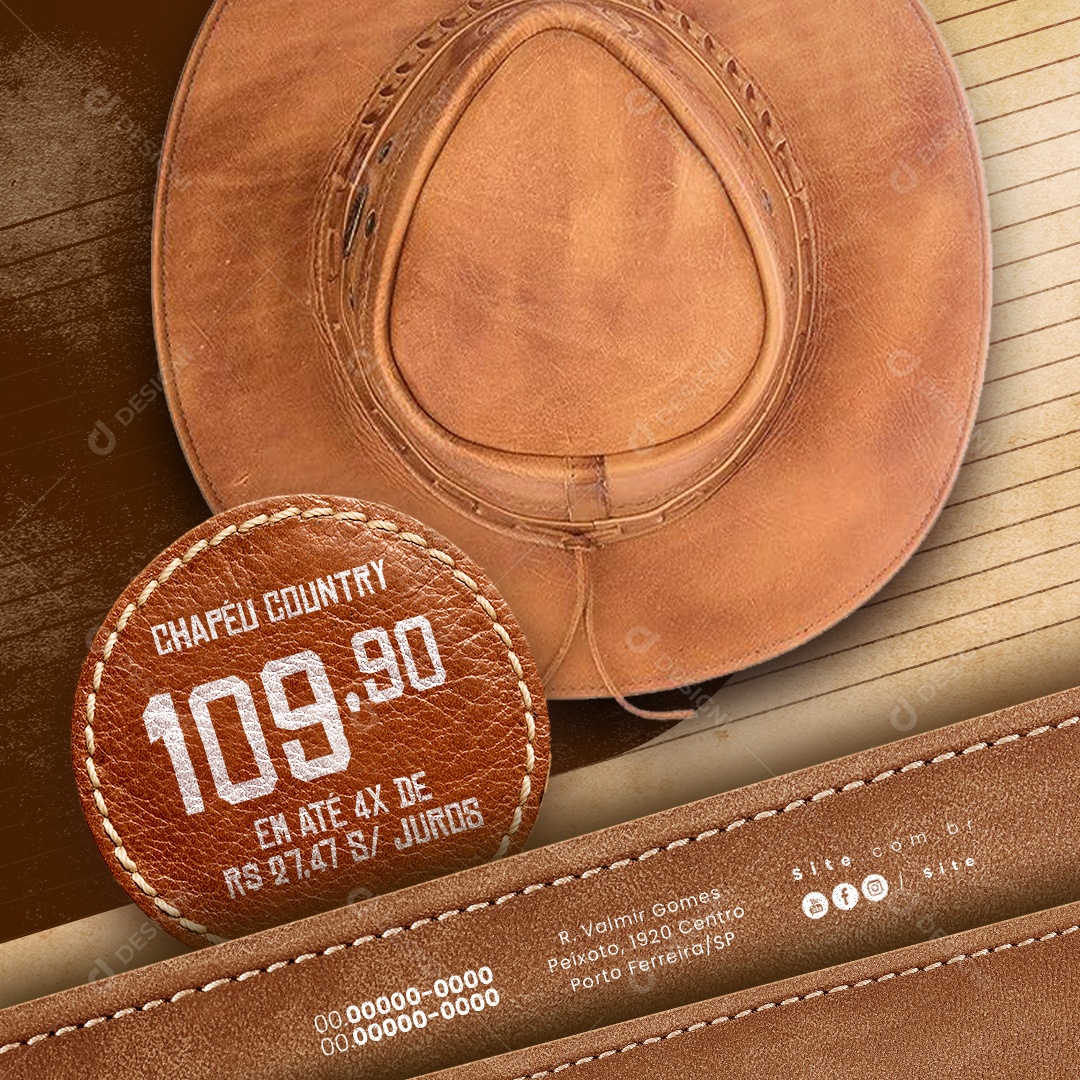 Moda Country Chapéu Country Loja Social Media PSD Editável