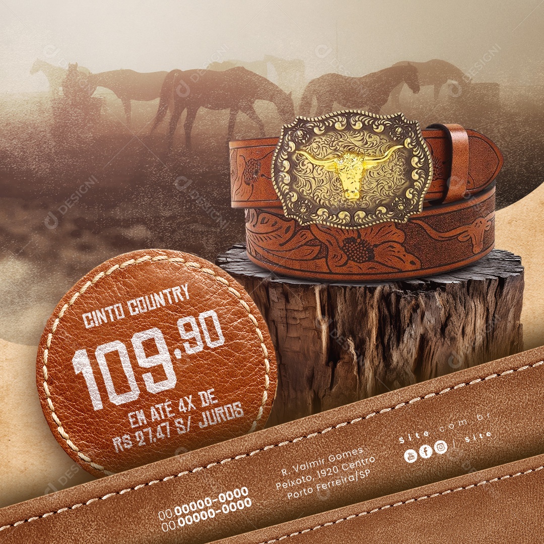 Moda Country Cinto Country Loja Social Media PSD Editável