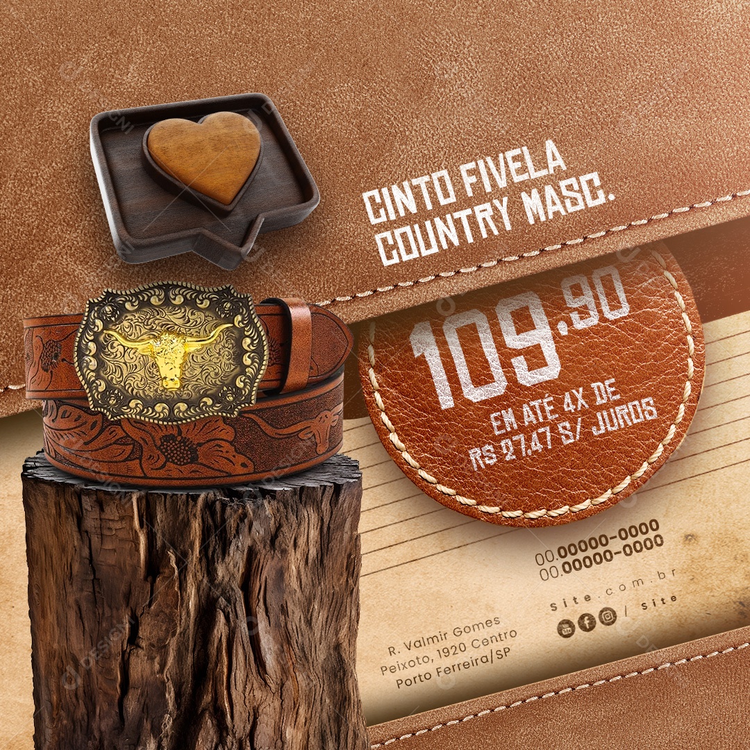 Moda Country Cinto Fivela Country Masculina 109,90 Social Media PSD Editável