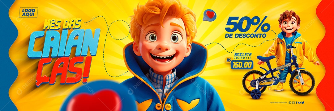 Social Media Children's Month Carousel 50% Off Editable PSD