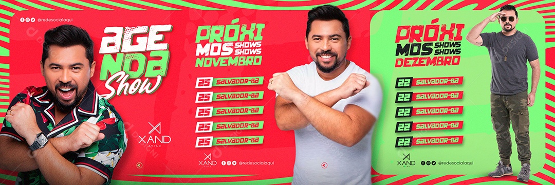 Flyer Carrossel Agenda Show Xand Avião Social Media PSD Editável