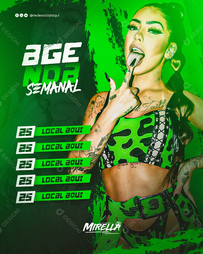 Flyer Feed Agenda Semanal Mirella Social Media PSD Editável