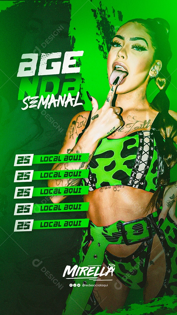 Social Media Flyer Story Agenda Semanal Mirella PSD Editável