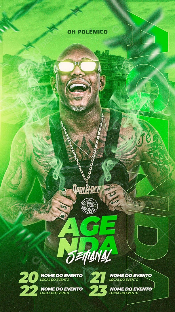 Flyer Story Agenda Semanal Oh Polêmico Social Media PSD Editável