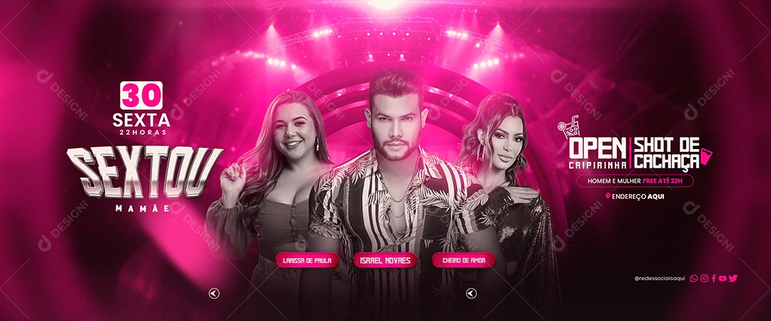 Social Media Flyer Banner Sextou Mamãe Open Caipirinha PSD Editável