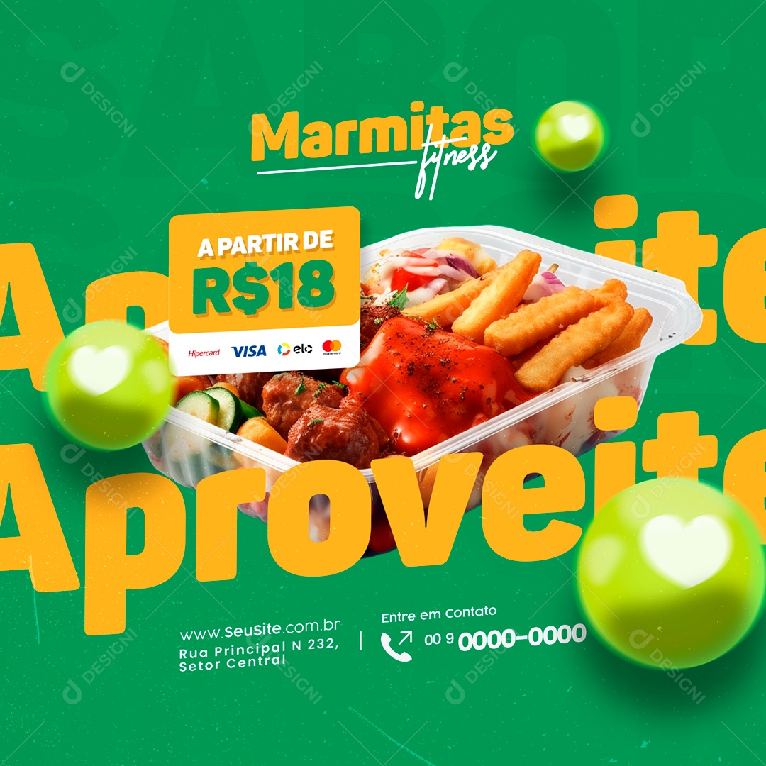 Fit Marmitaria Marmitas Fitness Restaurant Starting at 18 Editable Social Media PSD