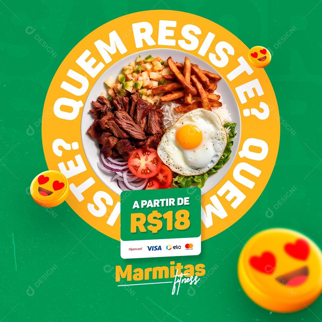 Marmitaria Fit Restaurante Quem Resiste A Parti de 18 Social Media PSD Editável