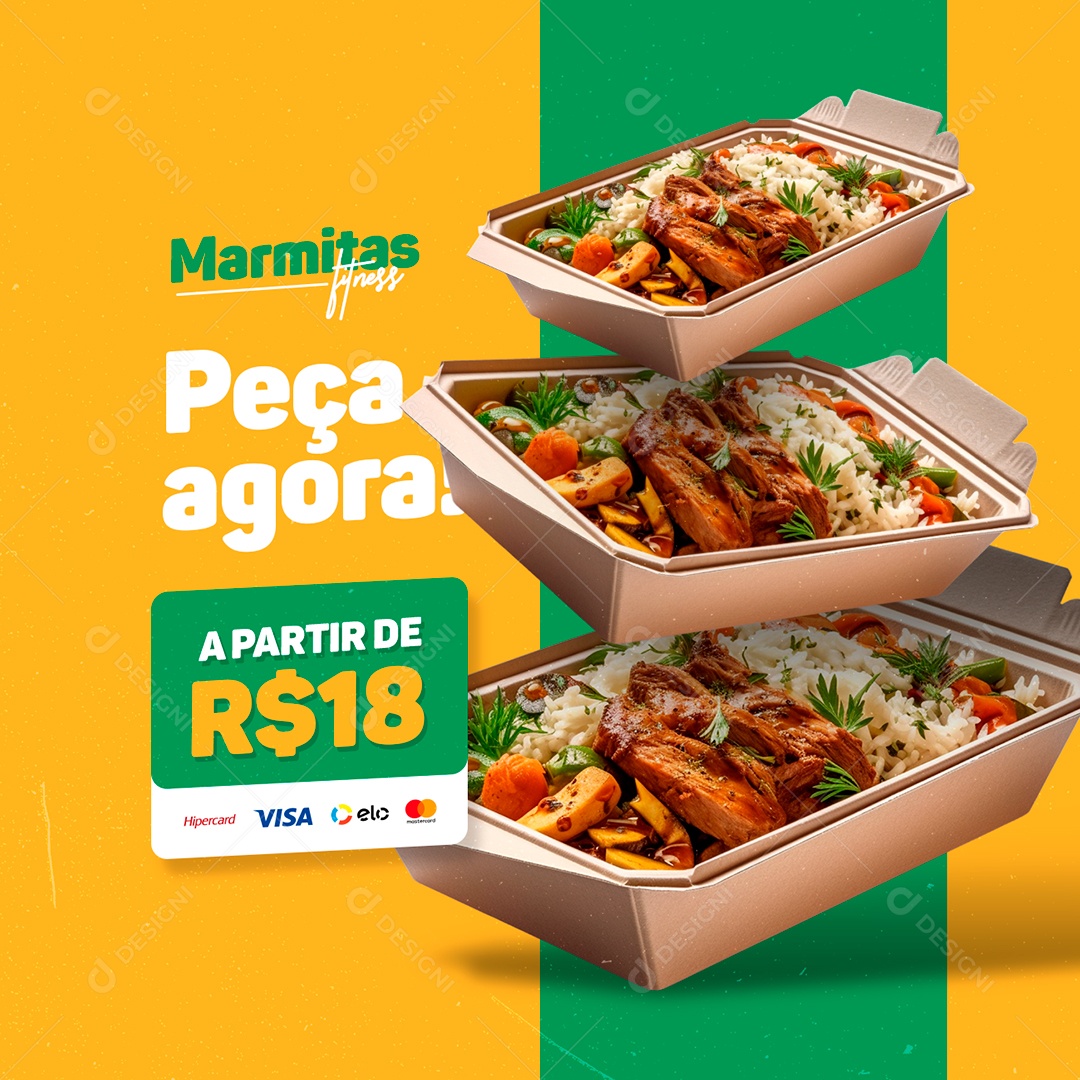 Marmitaria Fit Restaurante Marmitas Fitness Peça Agora Social Media PSD Editável