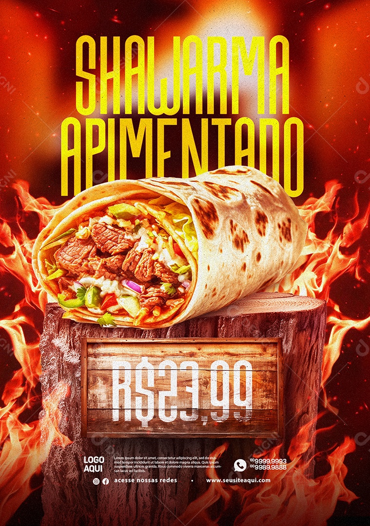 Shawarma Apimentado Social Media PSD Editável