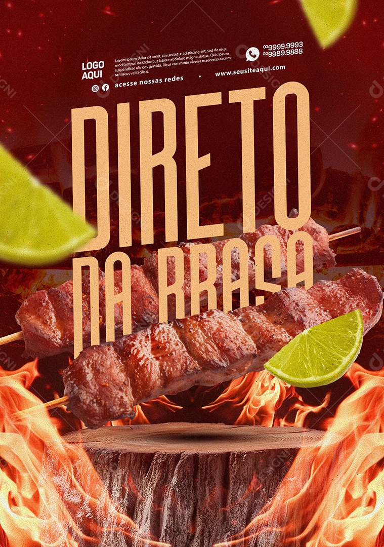 Churrascaria Direto Da Brasa Espetinho Social Media PSD Editável