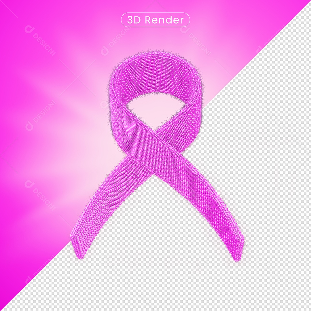 Fita Rosa Conceito Outubro Rosa Elemento 3D para Composição PSD