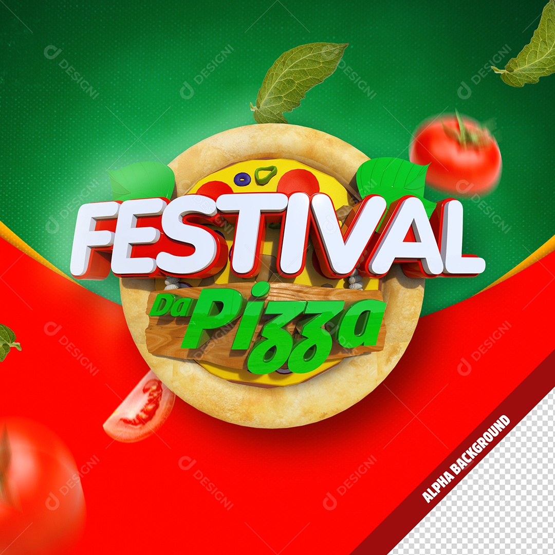 Festival da Pizza Selo 3D para Coposição PSD