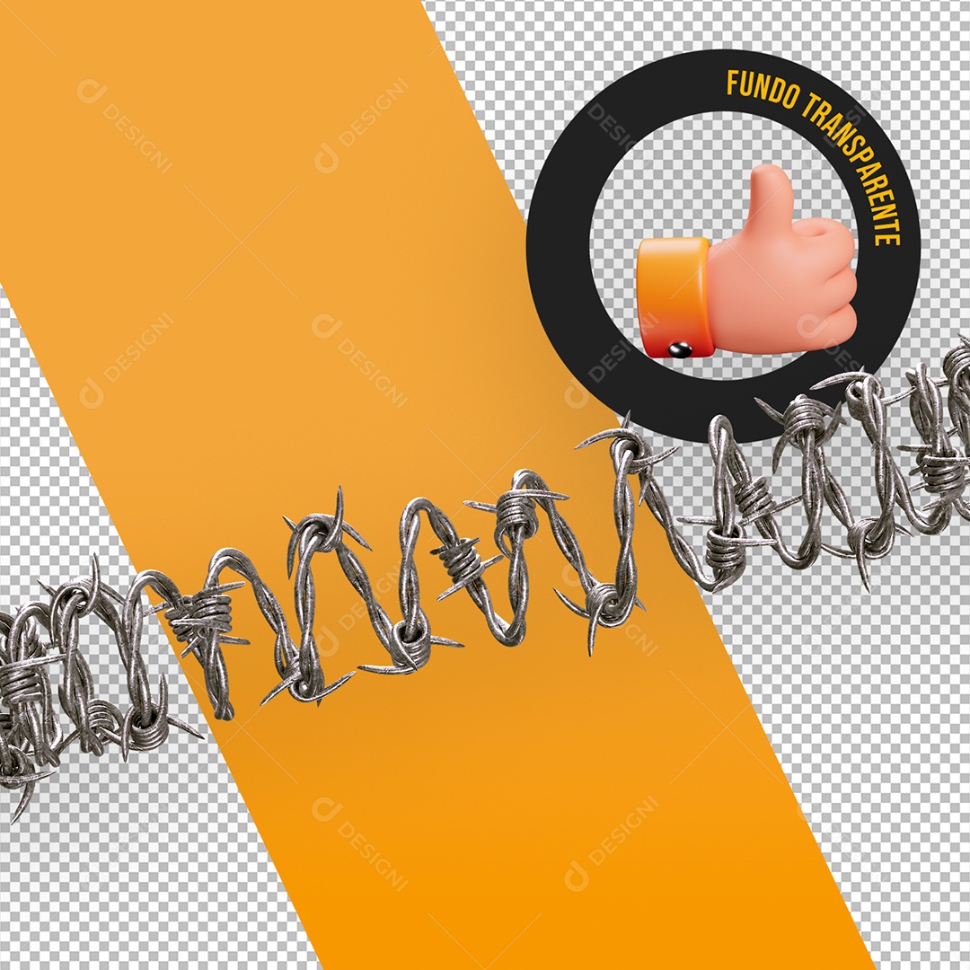 Arames Farpado Traçado Elemento 3D para Composição PSD