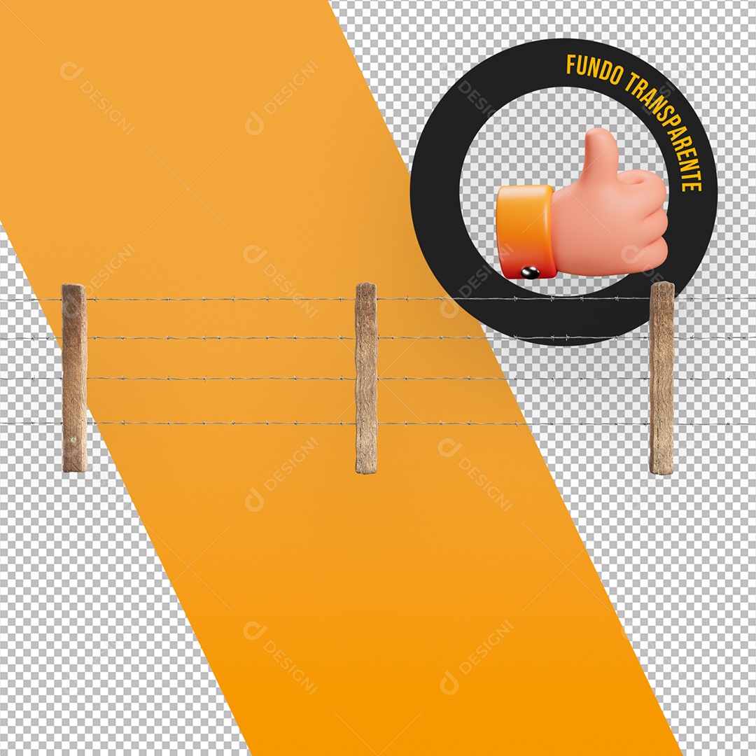 Cerca de Arame Farpado Elemento 3D para Composição PSD