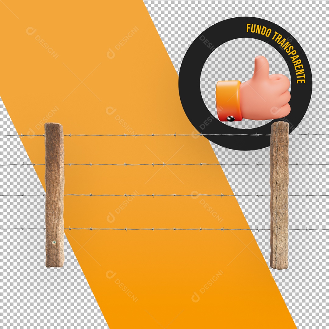 Cerca de Arame Farpado Elemento 3D para Composição PSD