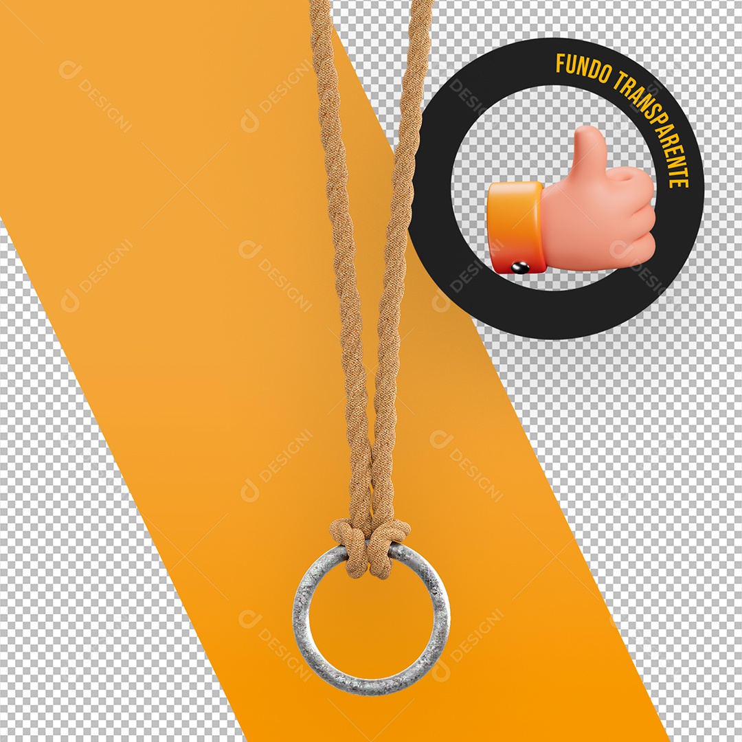 Corda De Couro em Argola Trançado Elemento 3D para Composição PSD