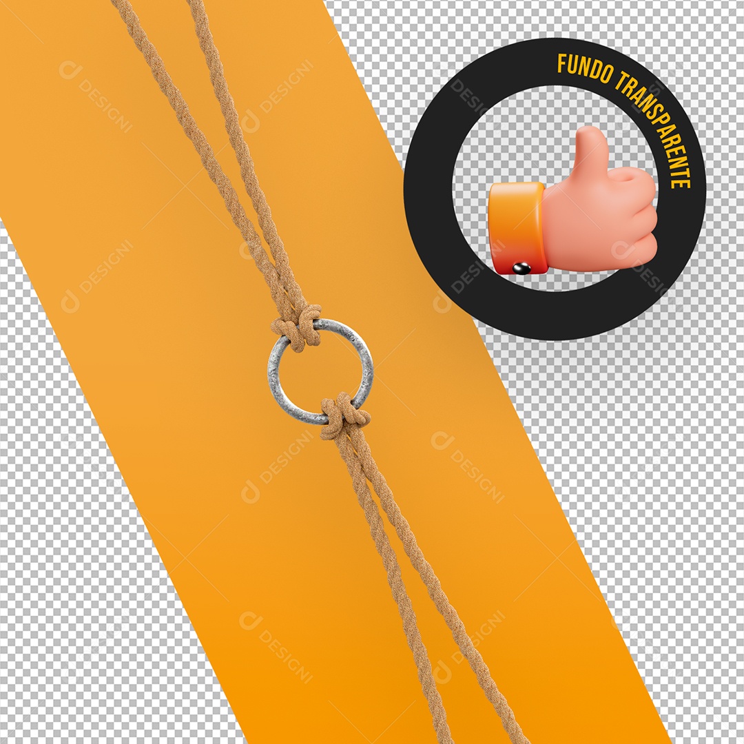 Cordas De Couro em Argola Trançado Elemento 3D para Composição PSD