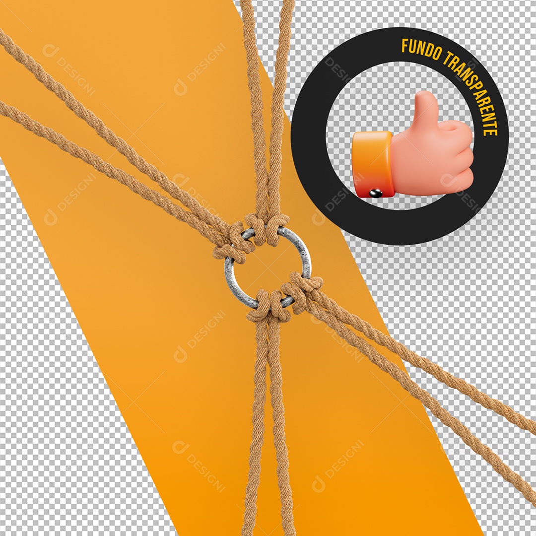 Cordas De Couro em Argola Trançado Elemento 3D para Composição PSD