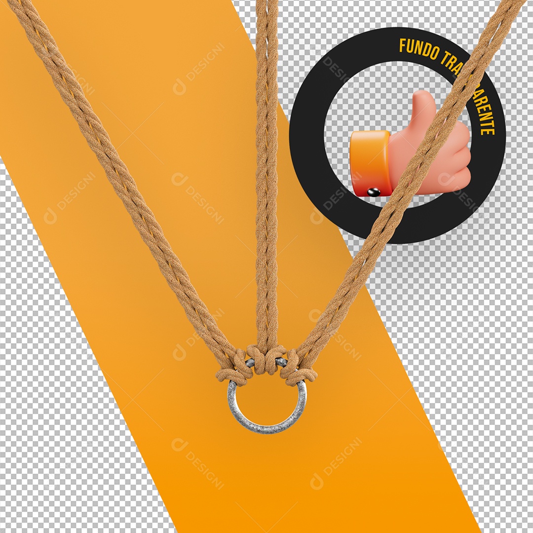 Cordas De Couro em Argola Trançado Elemento 3D para Composição PSD
