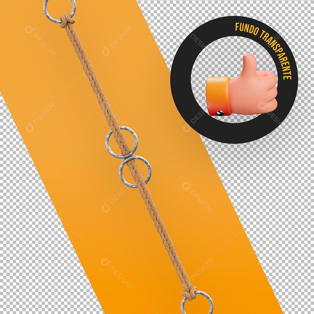 Corda De Couro Trançado Elemento 3D para Composição PSD