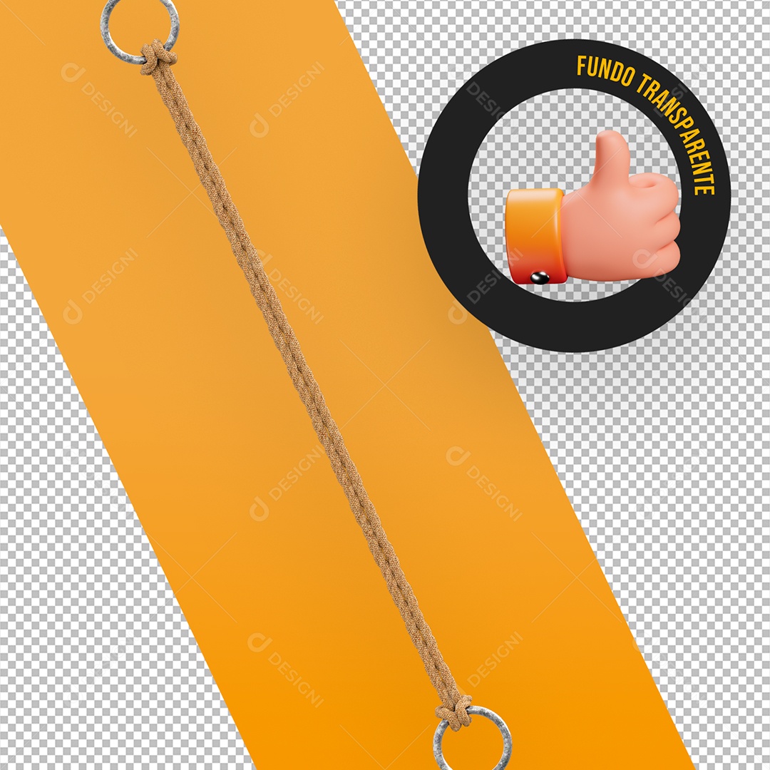 Corda De Couro Trançado Elemento 3D para Composição PSD