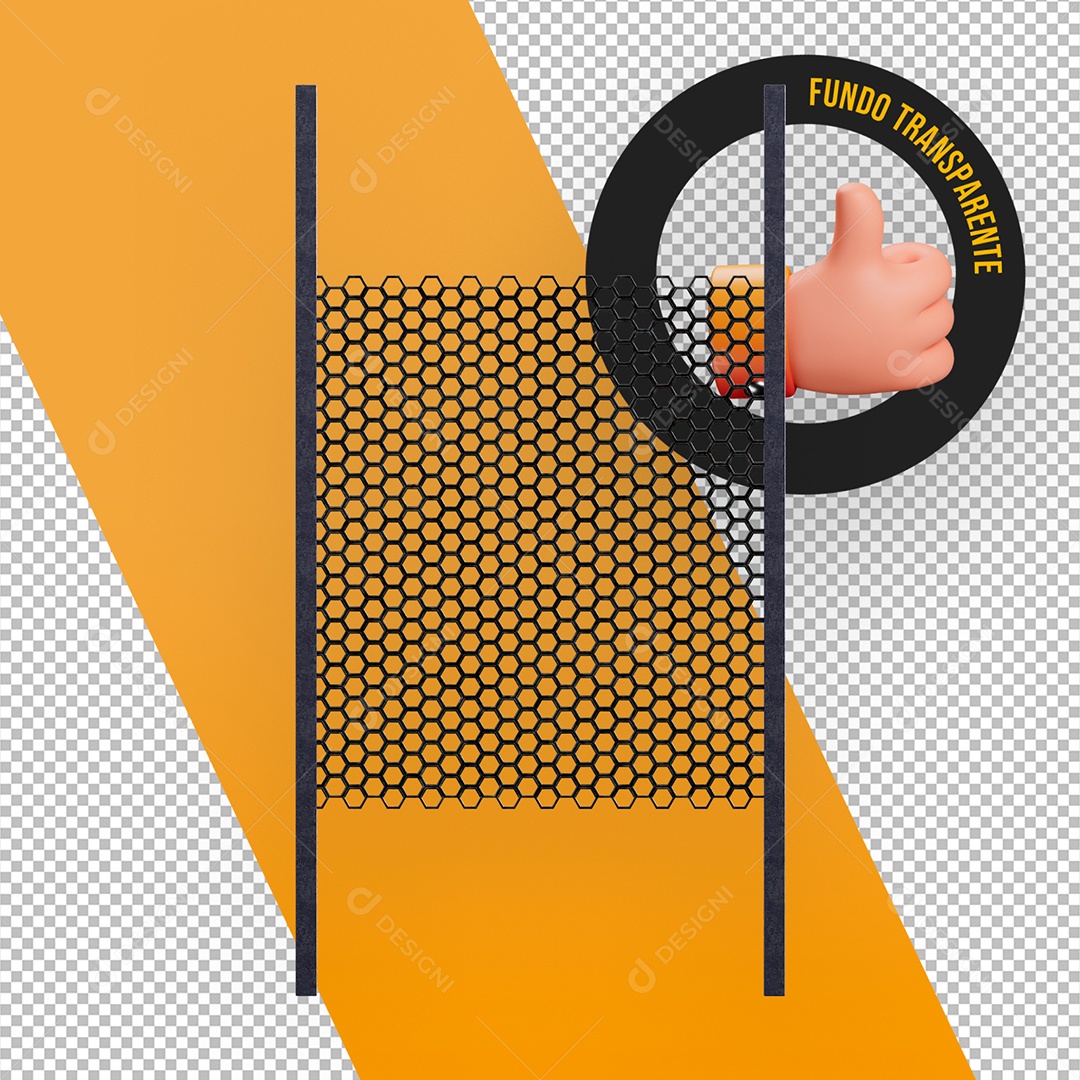 Painel de Metal com Grade Elemento 3D para Composição PSD