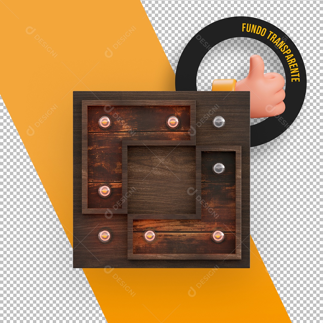 3D Wooden Panel Element with Lamps for PSD Composition