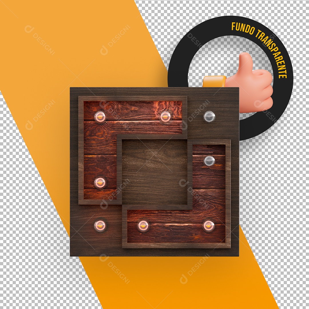 Painel de Madeira com Lâmpadas Elemento 3D para Composição PSD