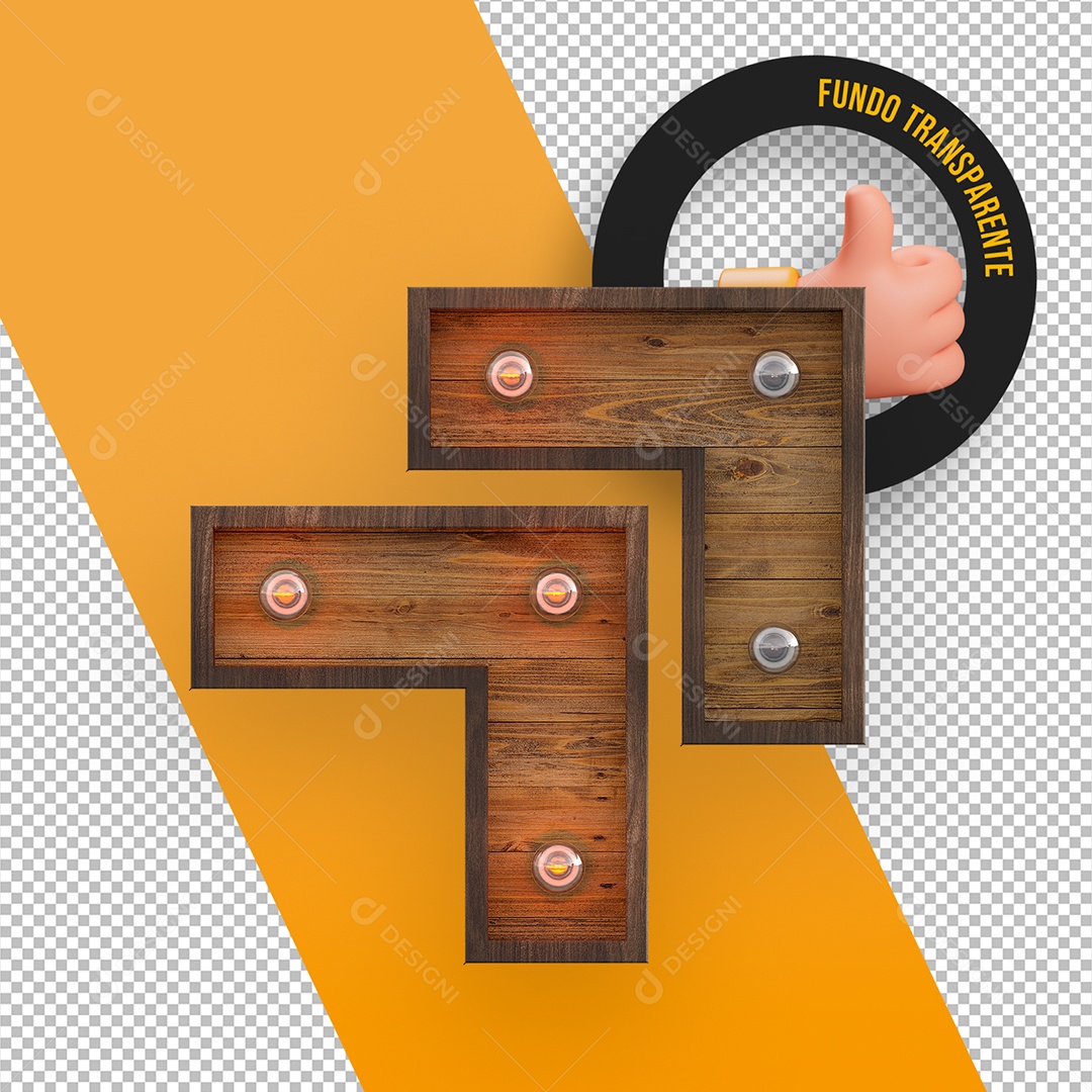 Elemento 3D Base de Madeira com Lâmpadas para Composição PSD