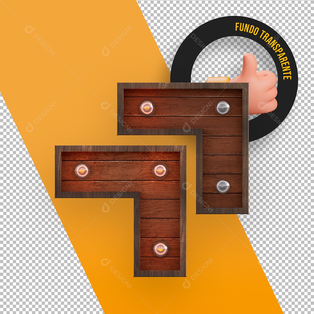 Elemento 3D Base de Madeira com Lâmpadas para Composição PSD