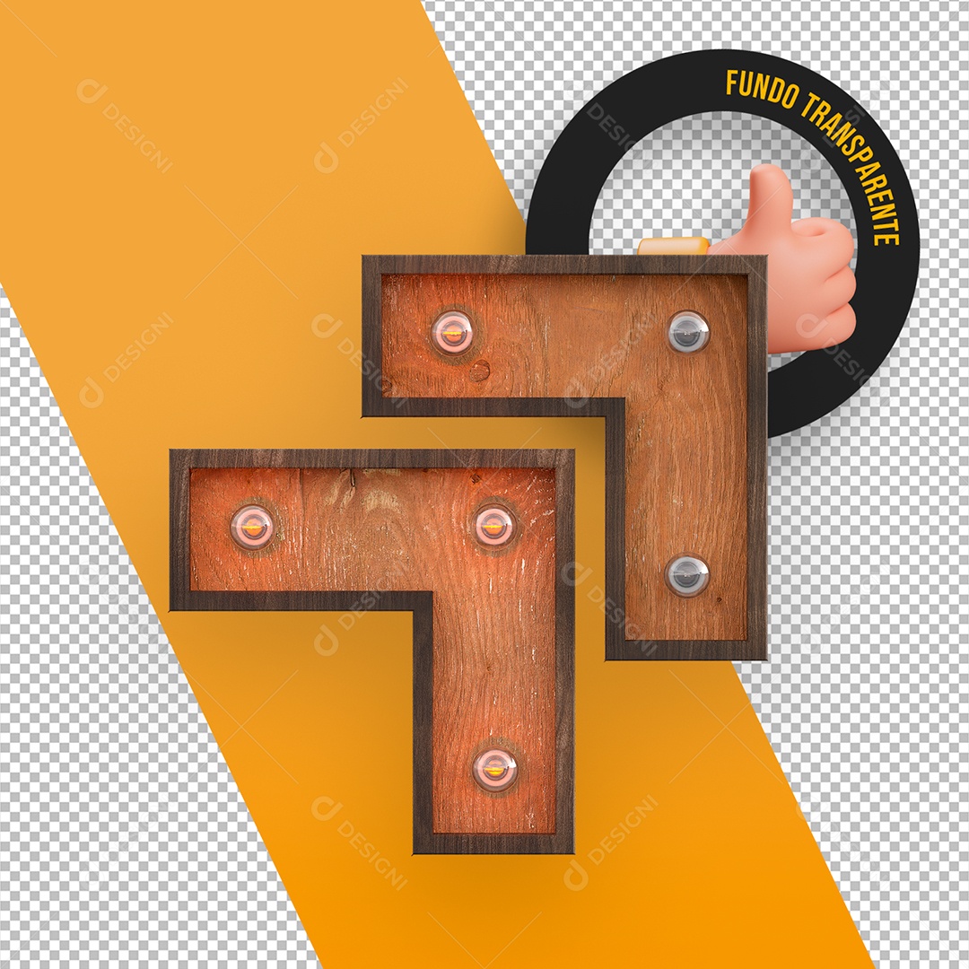 Elemento 3D Base de Madeira com Lâmpadas para Composição PSD