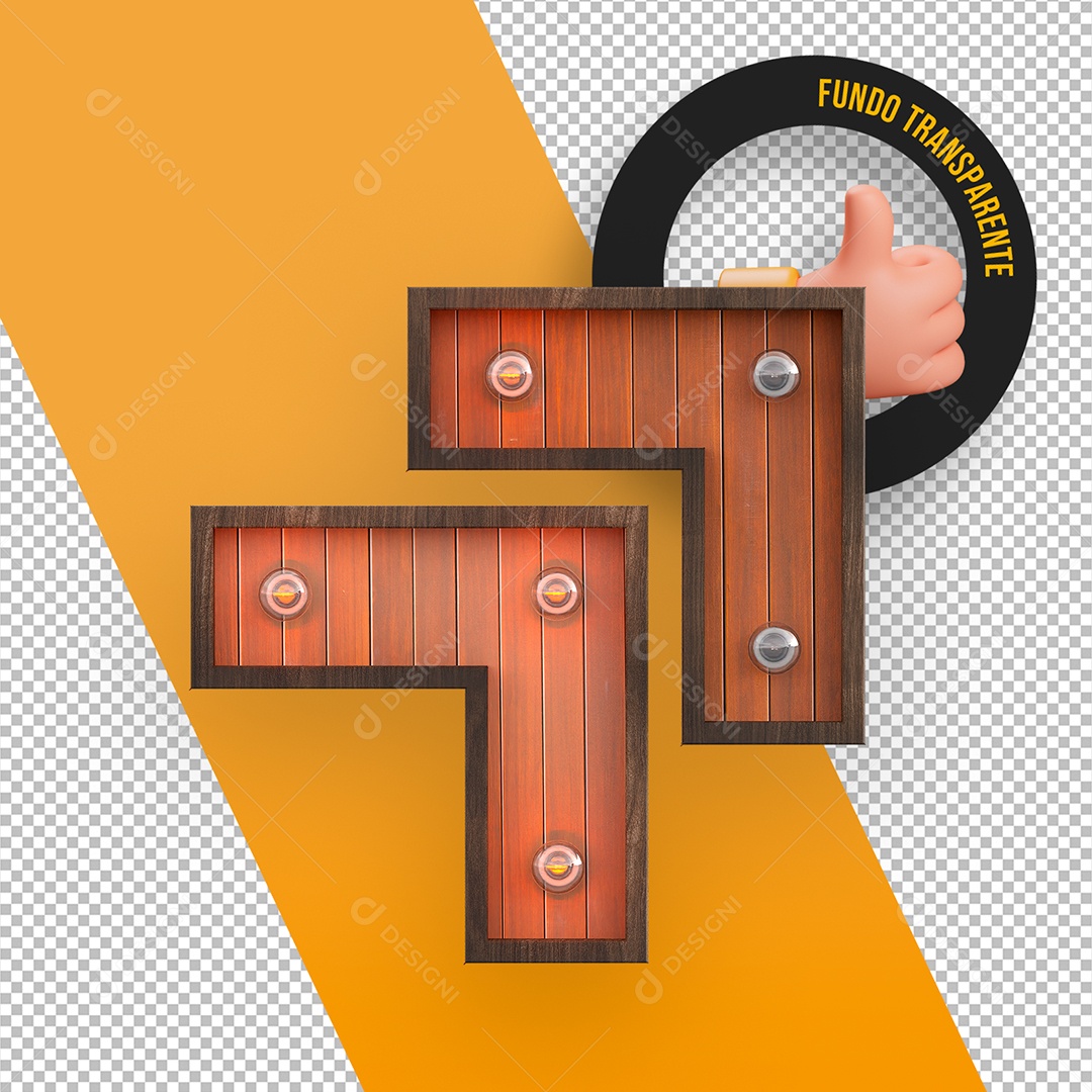 Base de Madeira com Lâmpadas Elemento 3D para Composição PSD