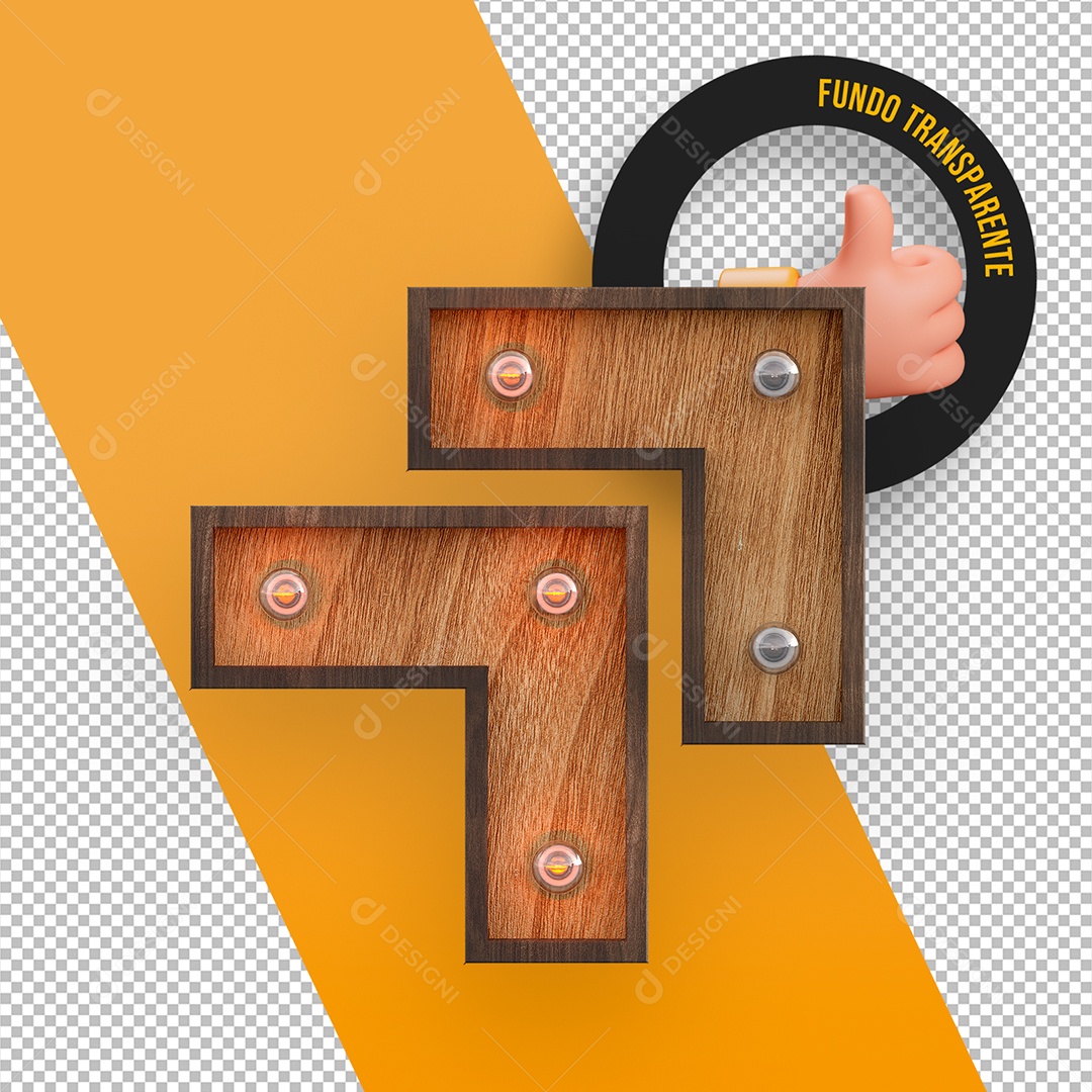 Base de Madeira com Lâmpadas Elemento 3D para Composição PSD