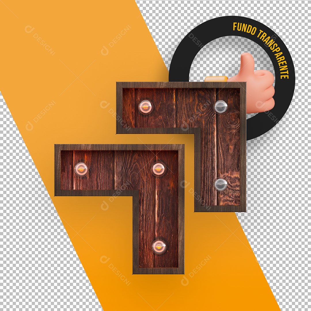 Base de Madeira com Lâmpadas Elemento 3D para Composição PSD