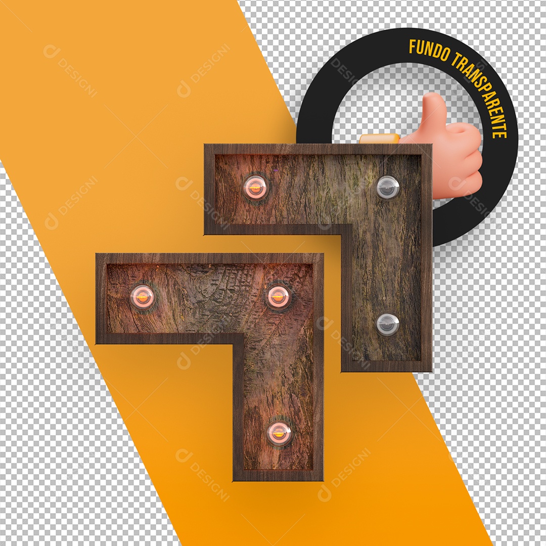 Base de Madeira com Lâmpadas Elemento 3D para Composição PSD