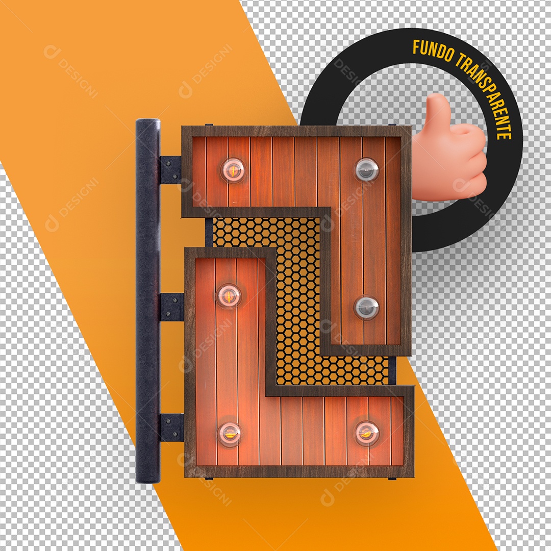 Base de Madeira e Lâmpadas para Flyers e Eventos Elemento 3D para Composição PSD