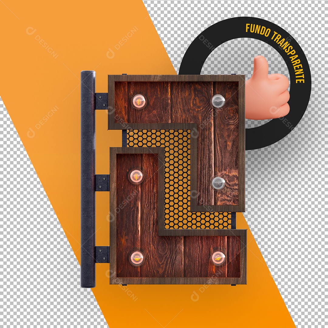 Painel de Madeira e Metal Grade e Lâmpadas para Flyers e Eventos Elemento 3D para Composição PSD