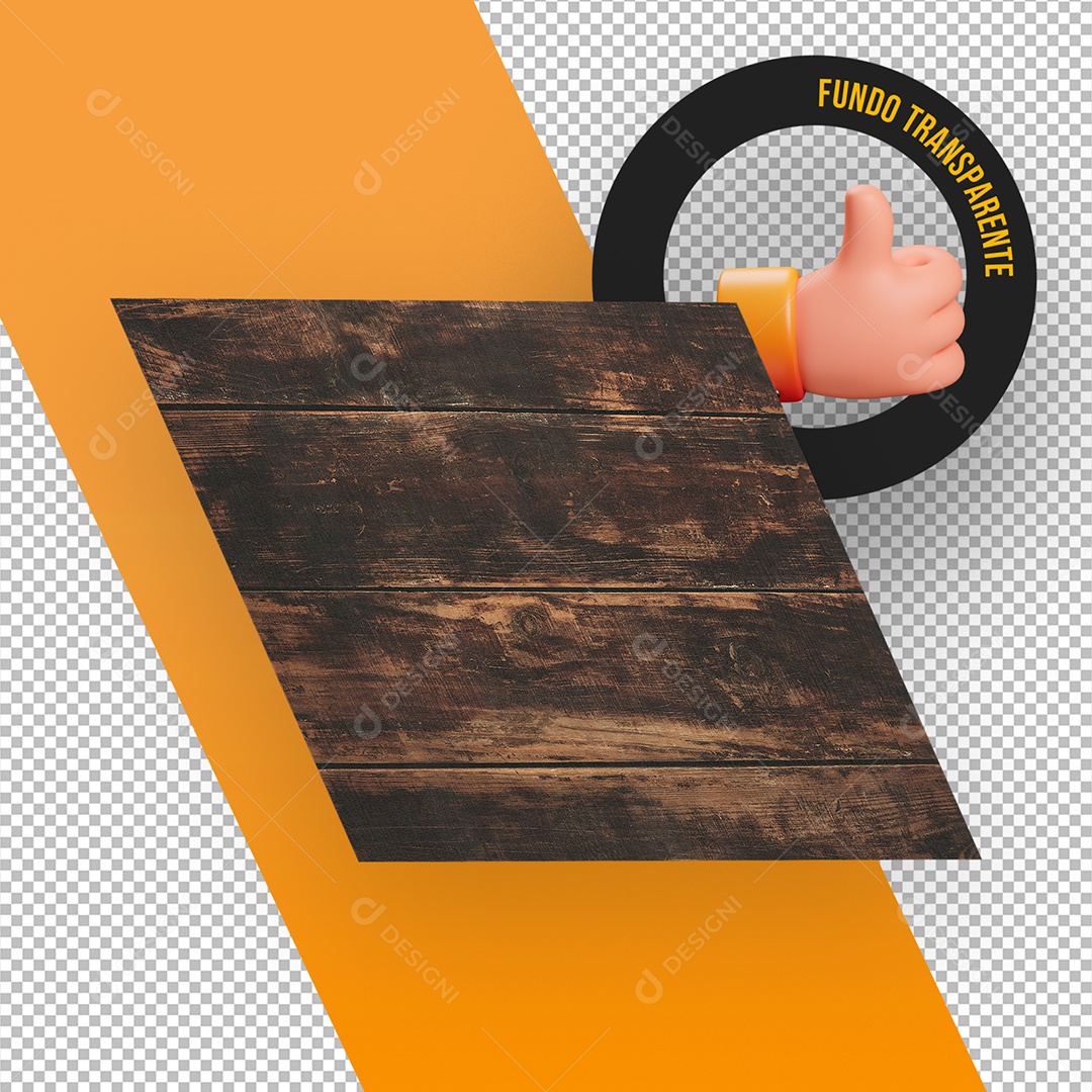 Base de Madeira Escura Elemento 3D para Composição PSD