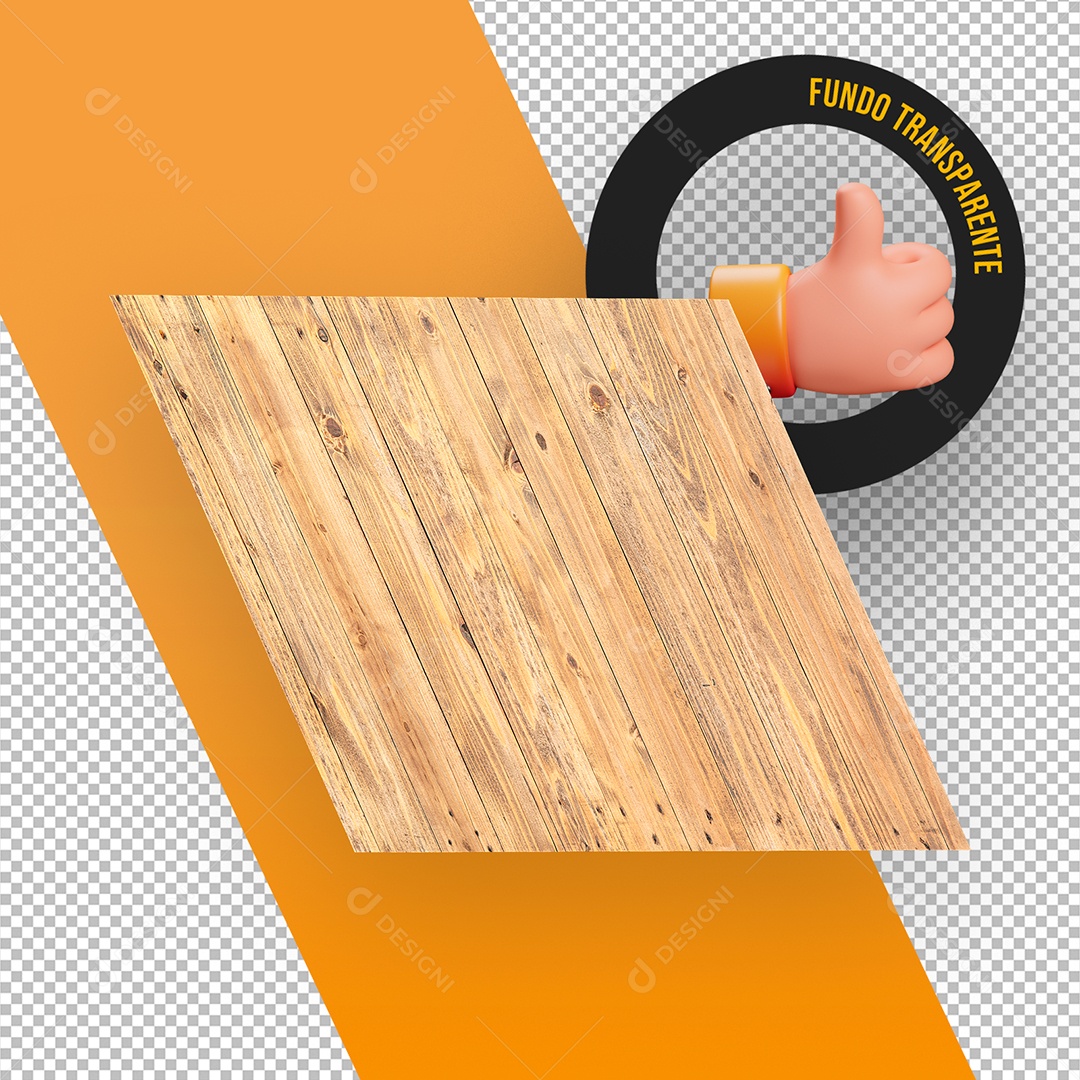 Base de Madeira Clara Elemento 3D para Composição PSD