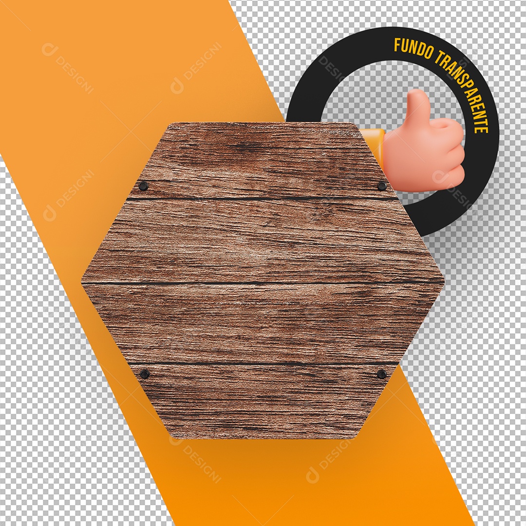 Painel de Madeira Elemento 3D para Composição PSD