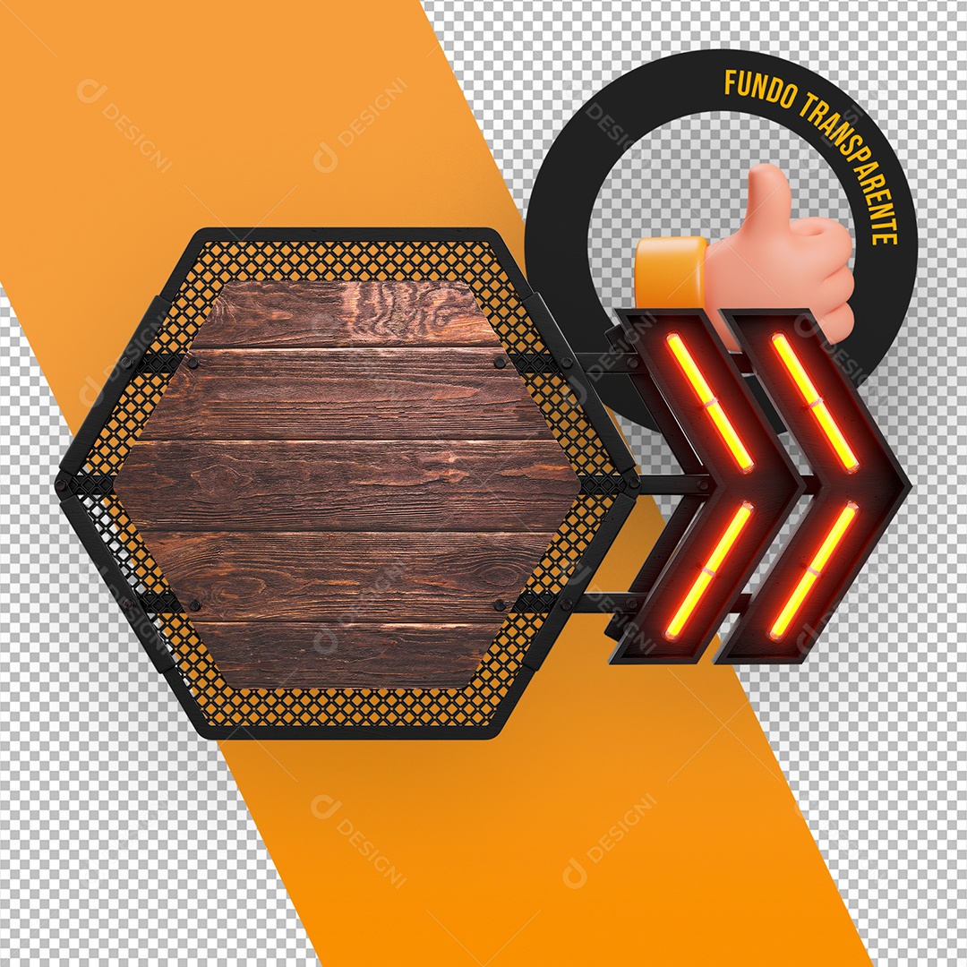 Painel de Madeira com Grade de Metal e Led Elemento 3D para Composição PSD