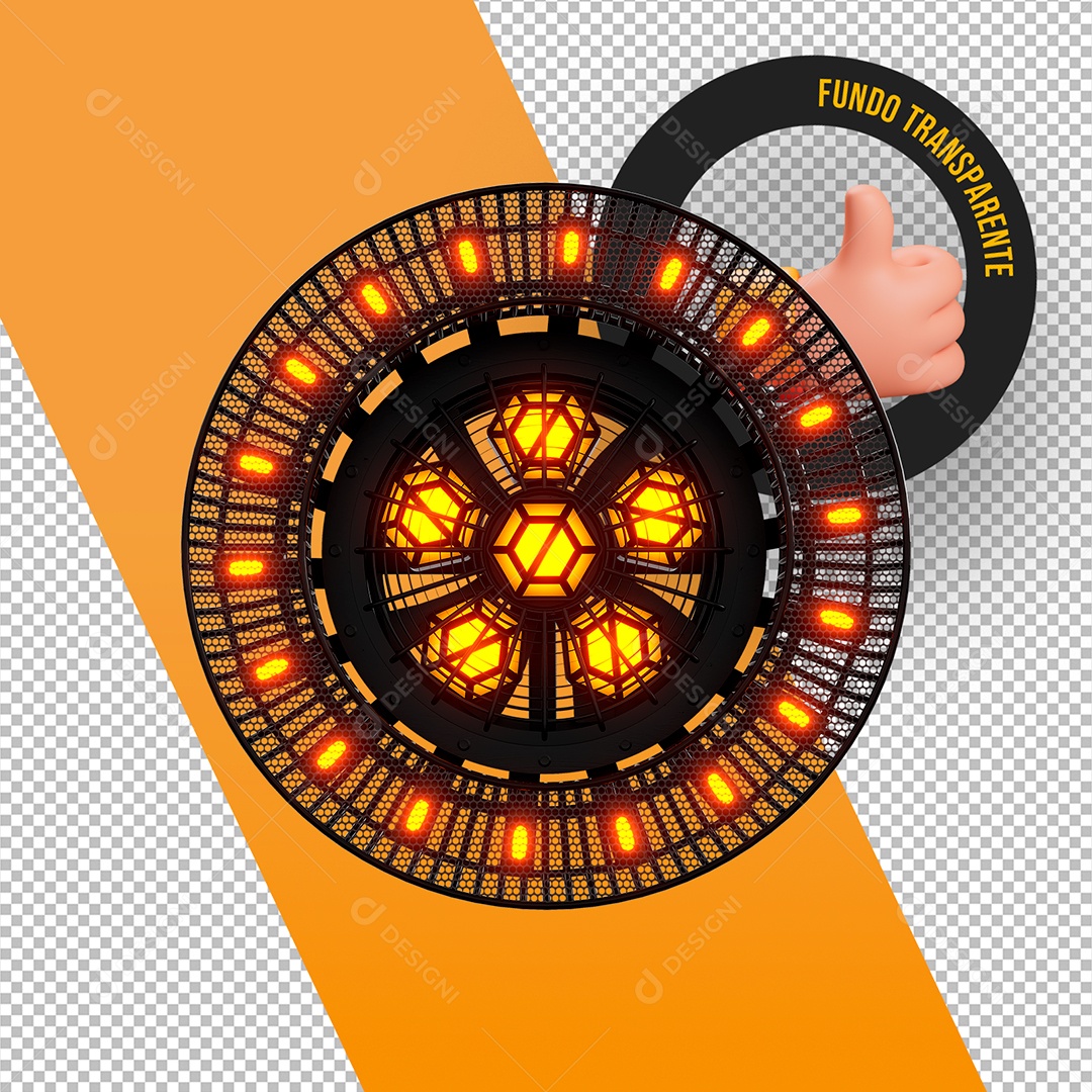 Painel de Metal com Iluminação Elemento 3D para Composição PSD