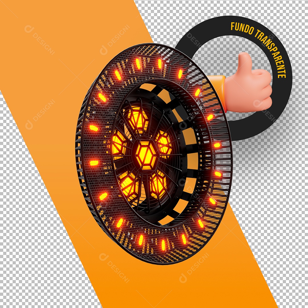 Painel de Metal com Iluminação Elemento 3D para Composição PSD