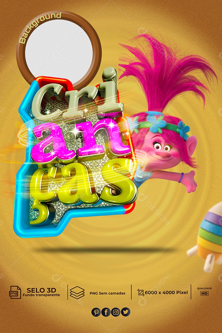 Crianças Selo 3D Para Composição PSD