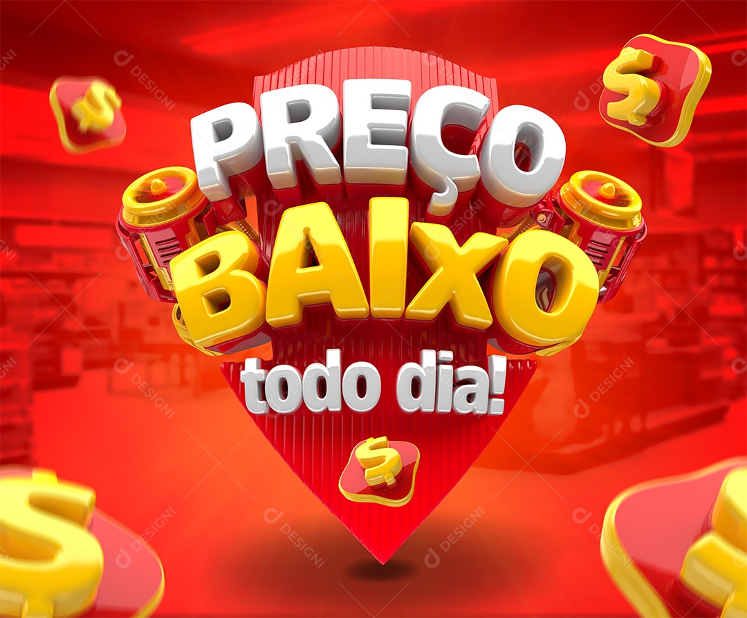 Preço Baixo Todo Dia Selo 3D Para Composição PSD
