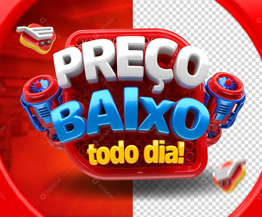Preço Baixo Todo Dia Selo 3D Para Composição PSD