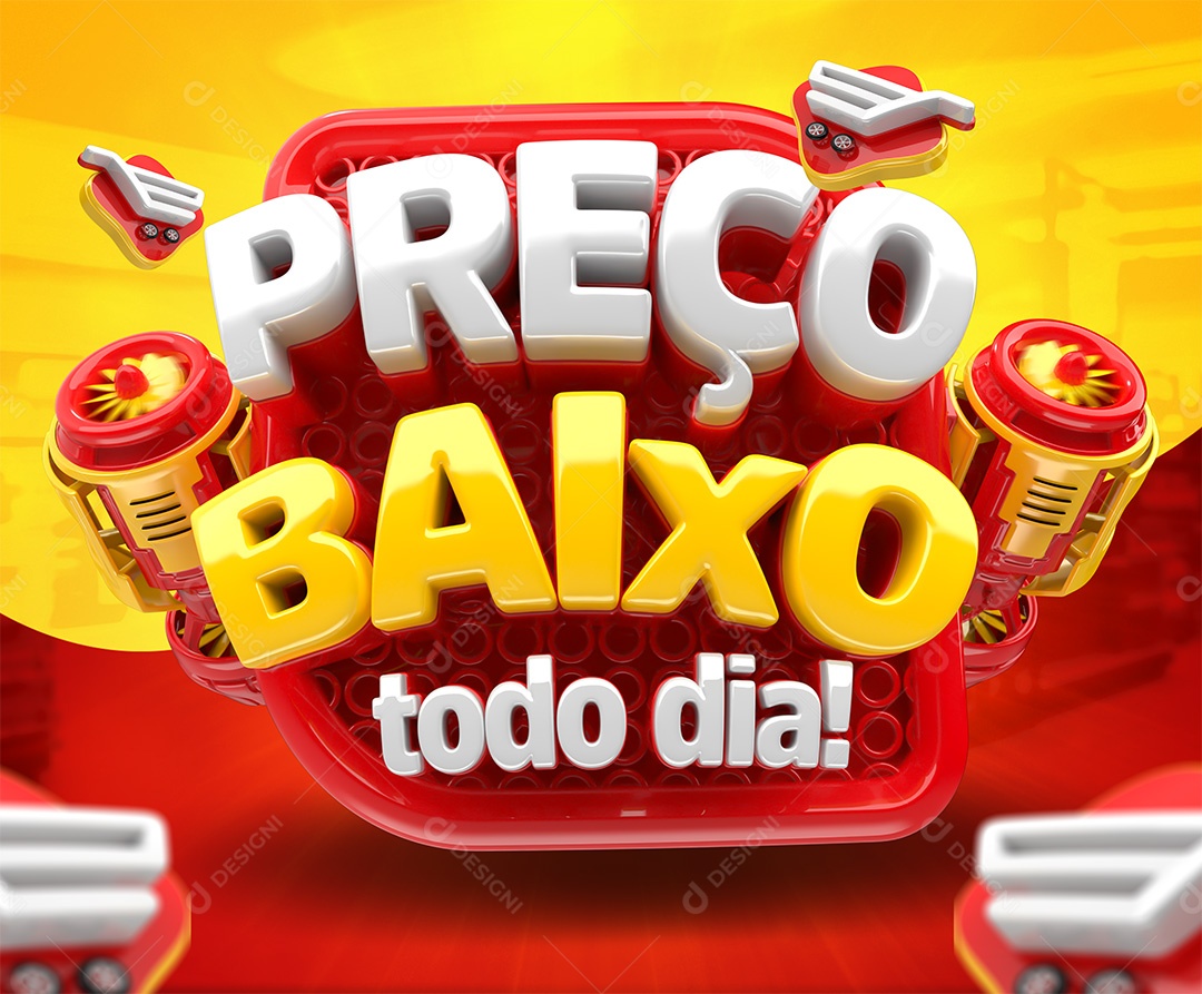 Selo 3D Preçio Baixo Todo Dia Para Composição PSD