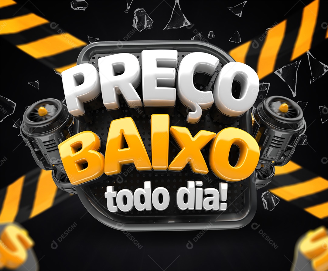 Preço Baixo Todo Dia Selo 3D Para Composição PSD
